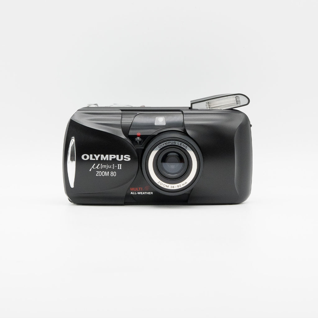 Olympus Mju II Zoom 80 35mm film camera, front