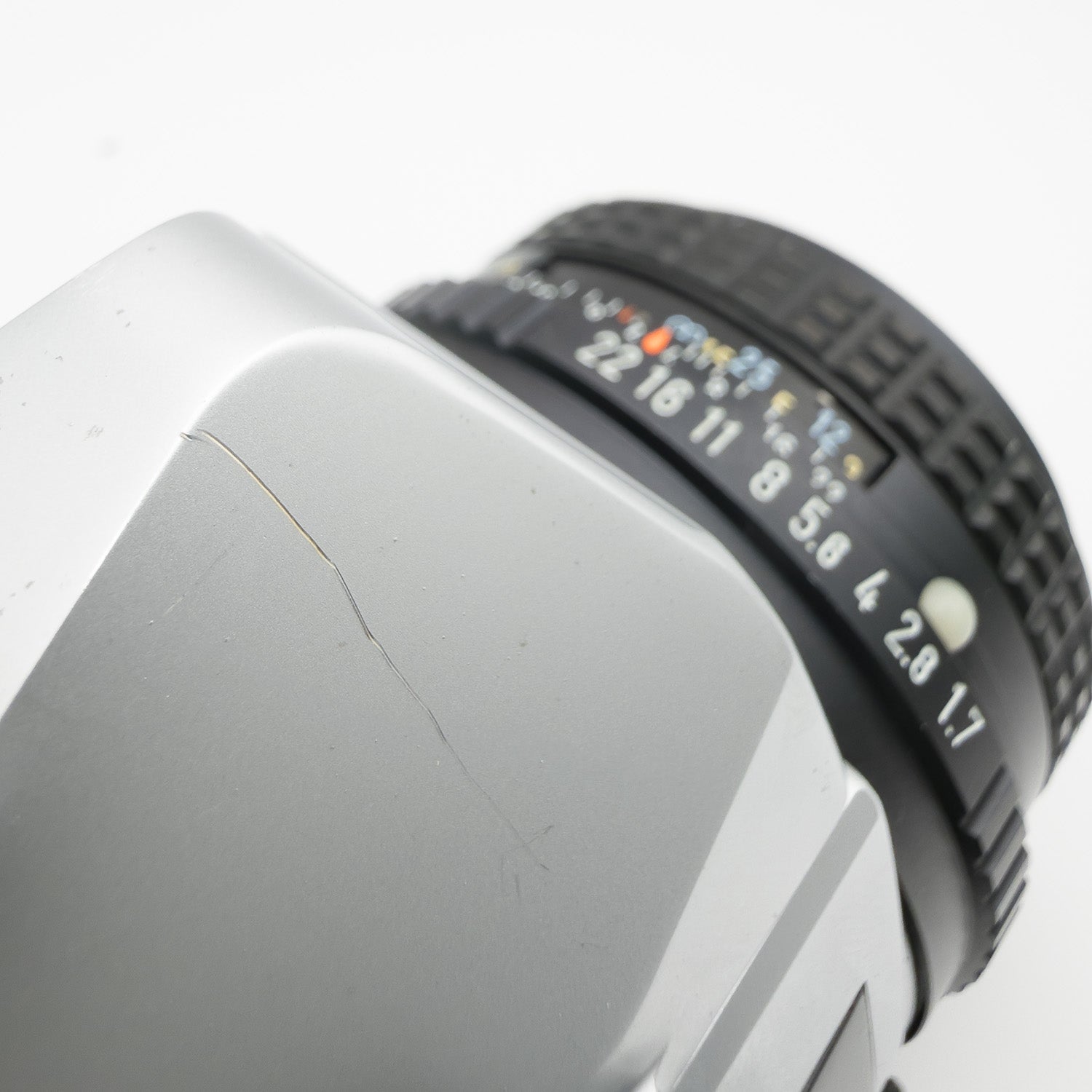 Pentax MX detail of mark on prism housing