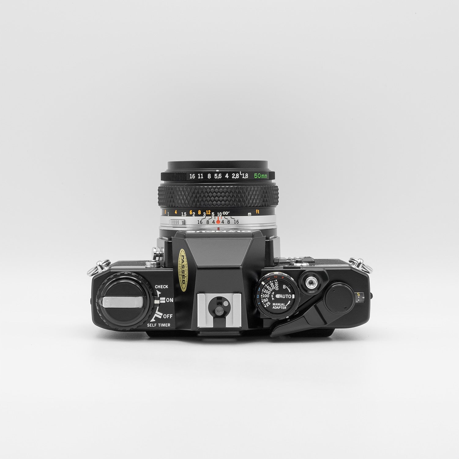 Olympus OM10 Quartz black top view