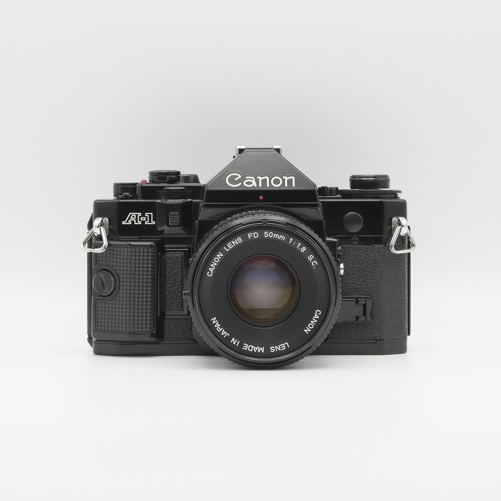 Canon A-1 with FD 50mm f1.8 SC front view