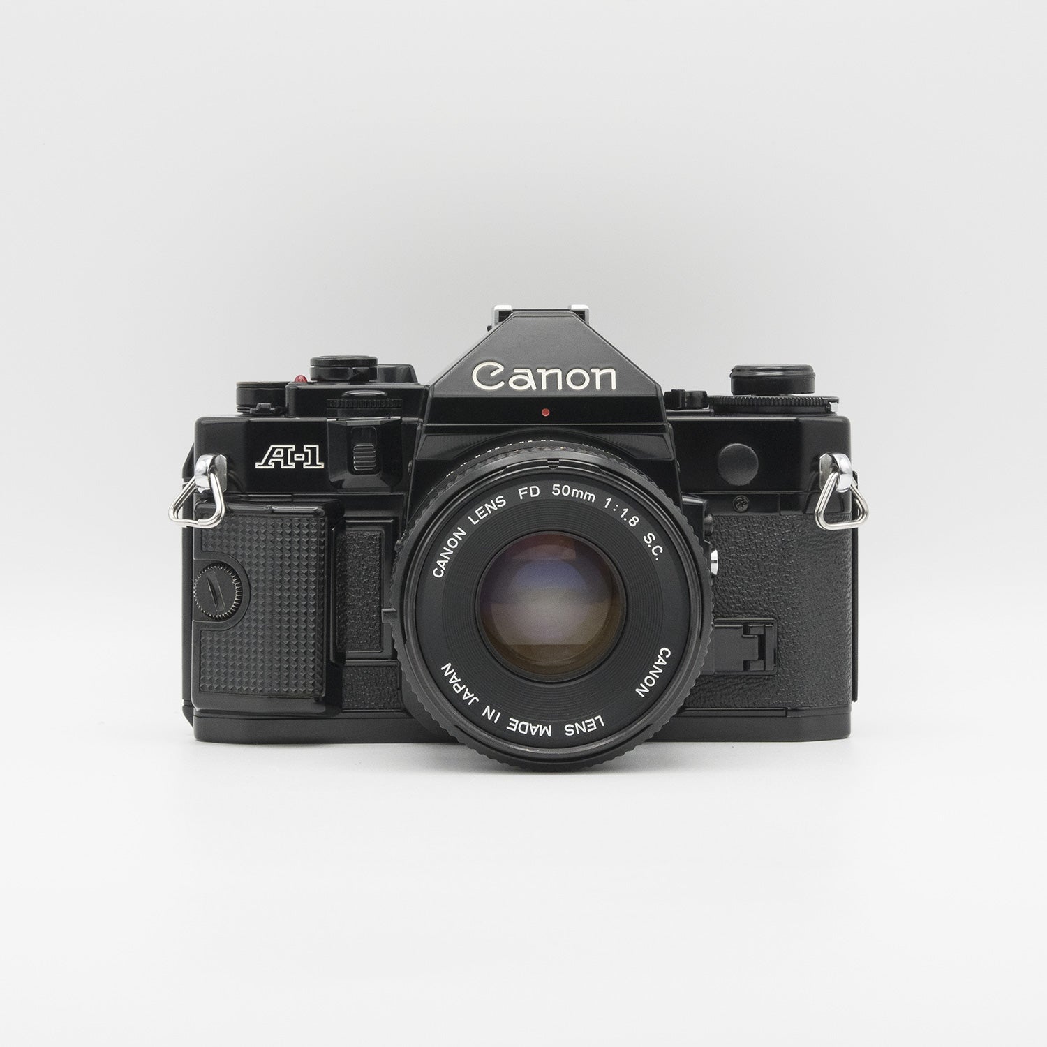 Canon A-1 with FD 50mm f1.8 SC front view