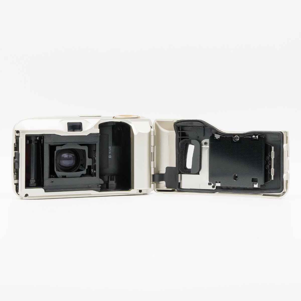 Olympus Mju II Silver 35mm film camera, back open
