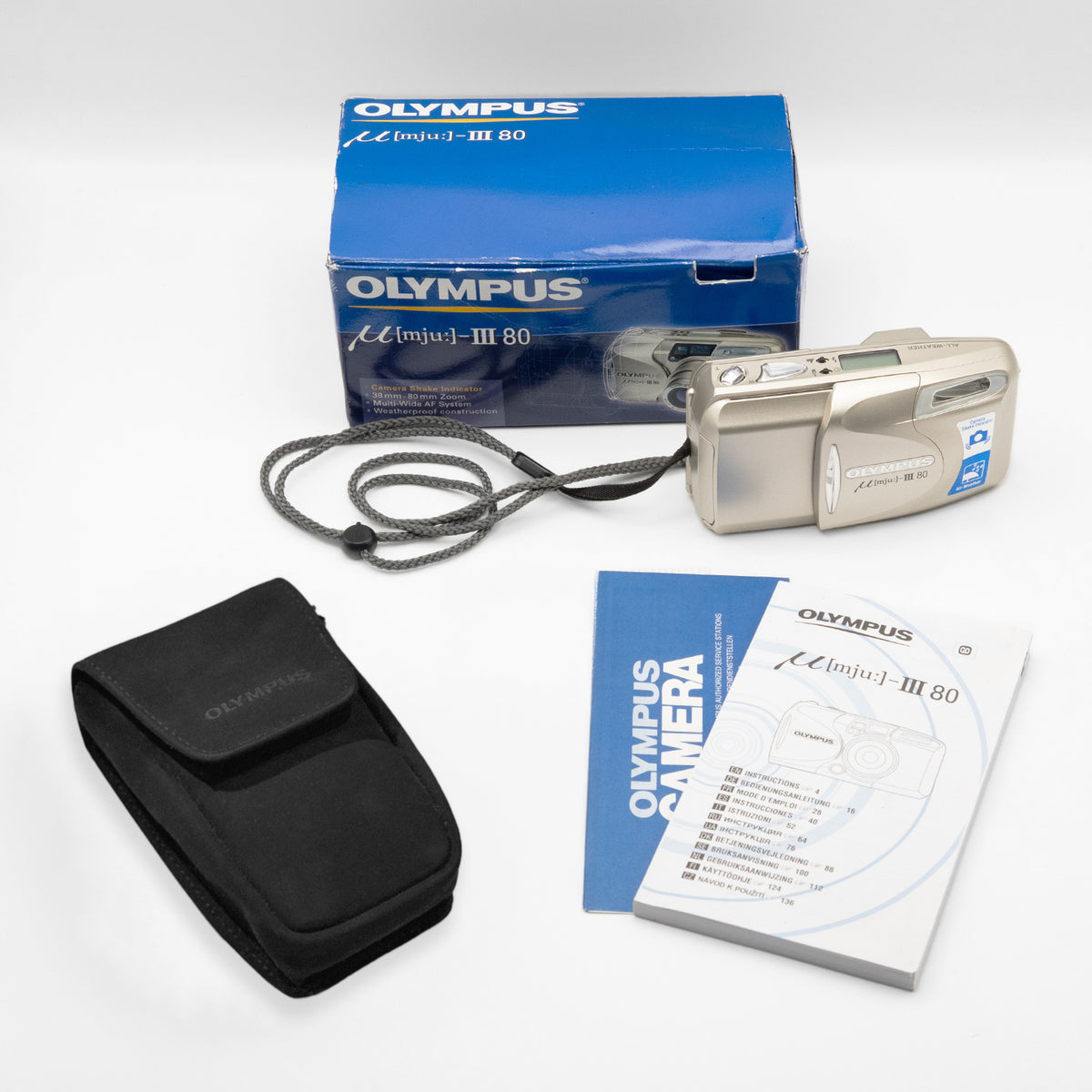 Olympus Mju III Zoom 80 boxed with case, strap and manual