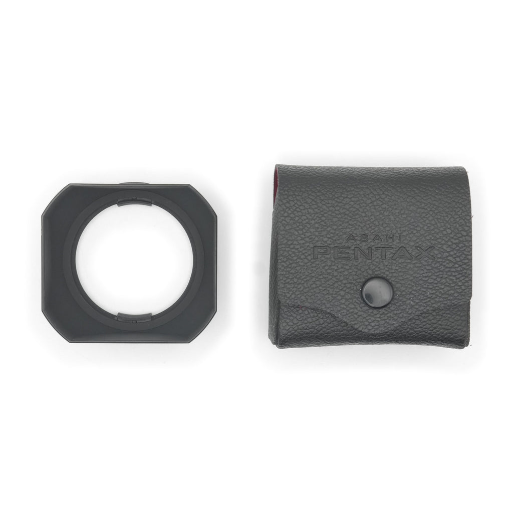 Asahi Pentax 52mm Square Lens Hood, front, with case
