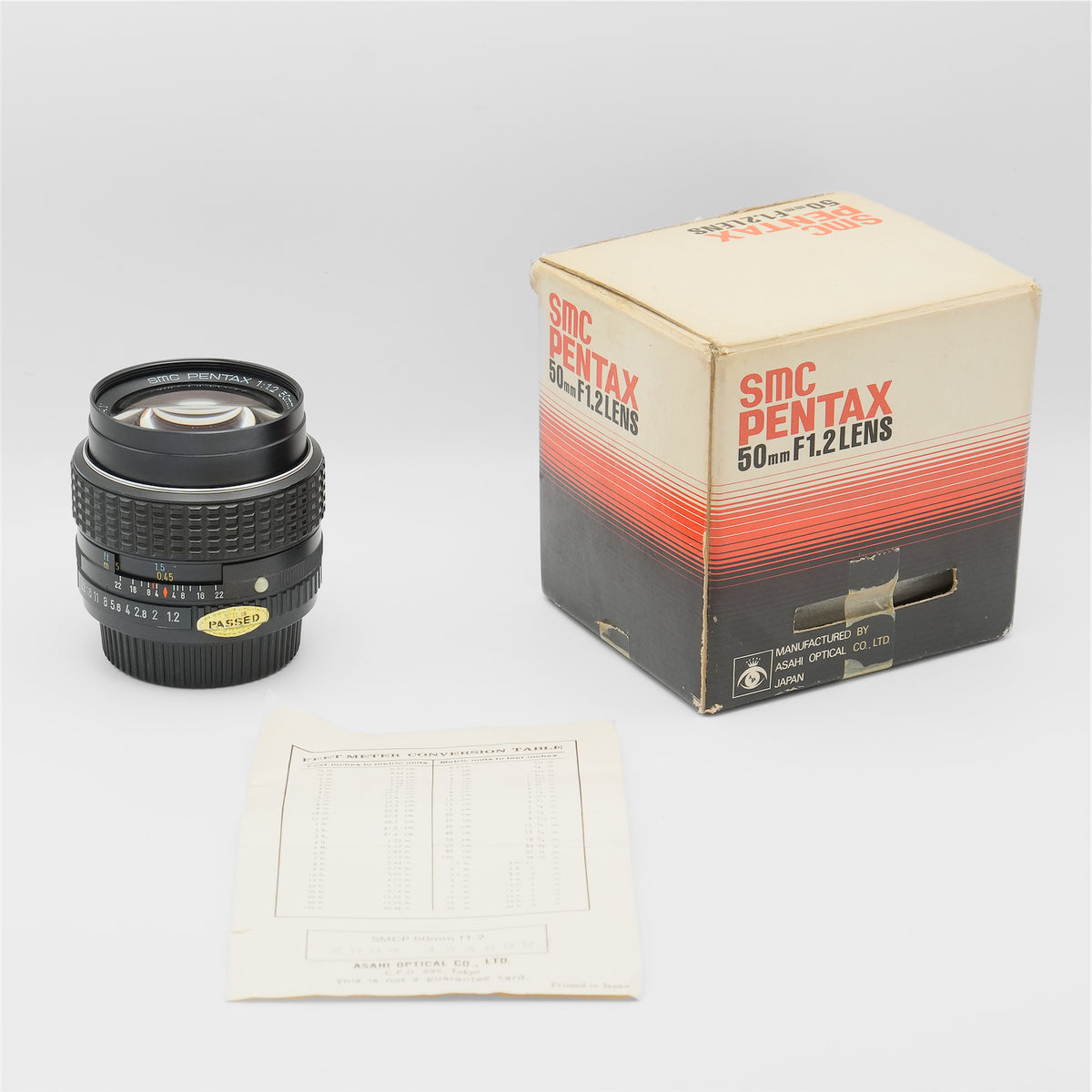 SMC Pentax 50mm f1.2 boxed with conversion table